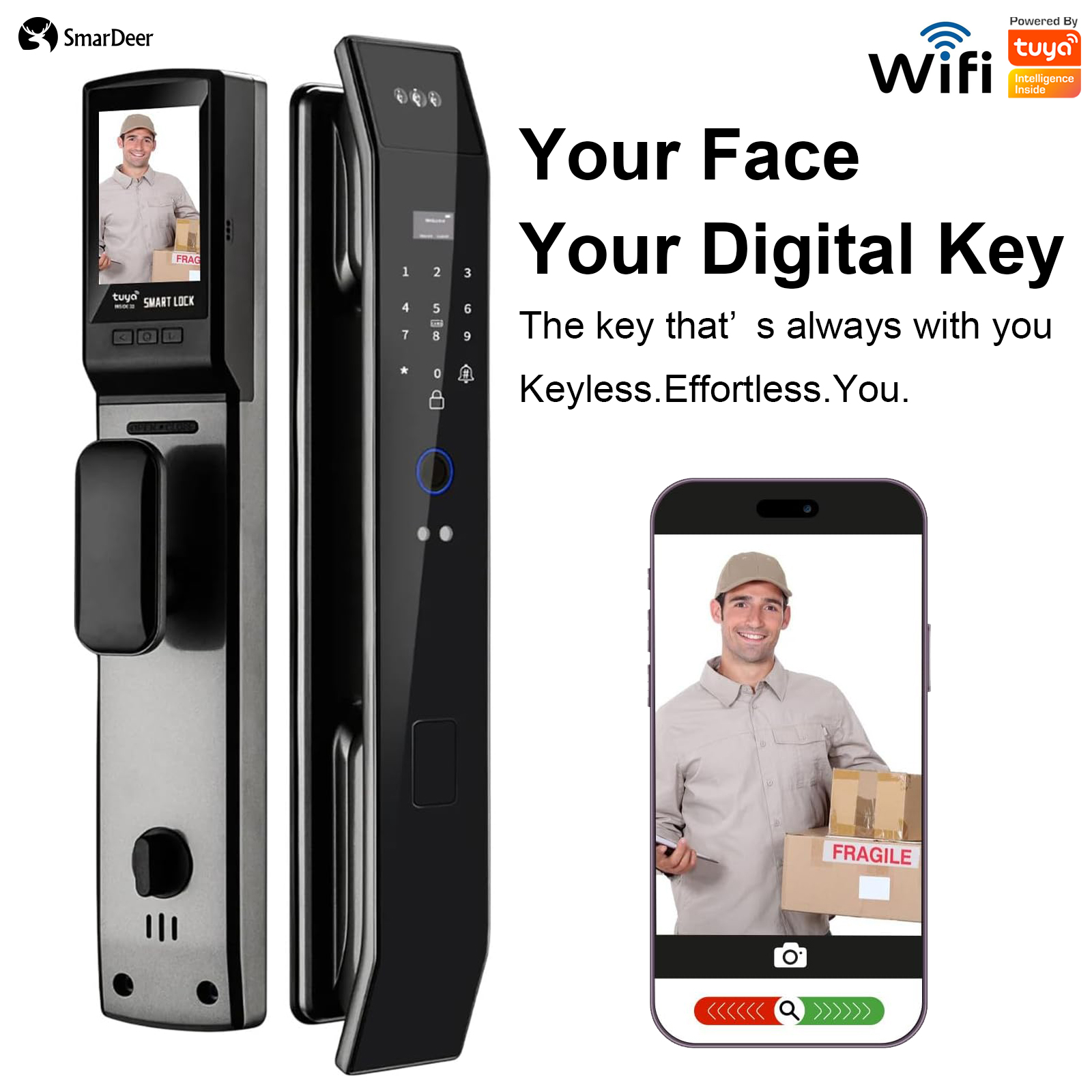 Video Doorbell - SmaerDeer Smart lock with Camera 3D