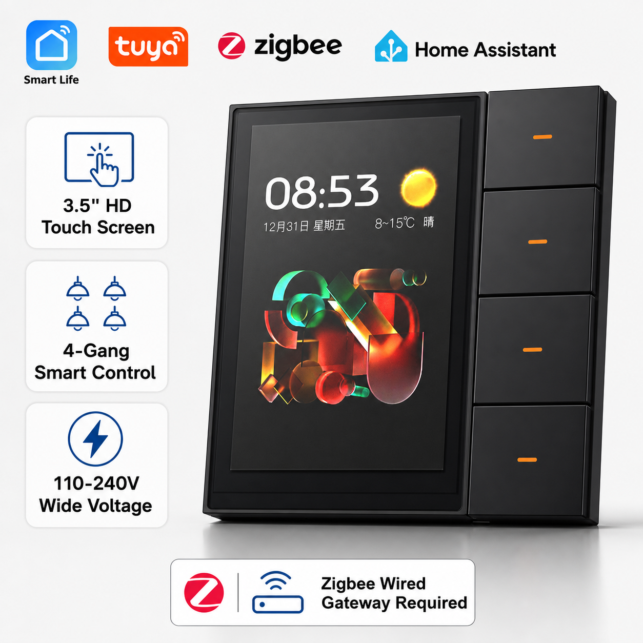 Smart Home Device - F3-pro Tuya Smart Panel ZigBee Wall