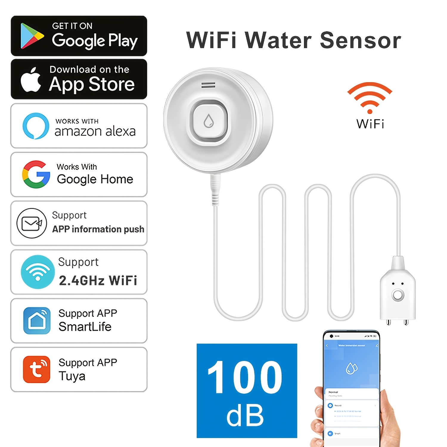 Smart Home Features - YNF Smart WiFi Water Leak Detector,