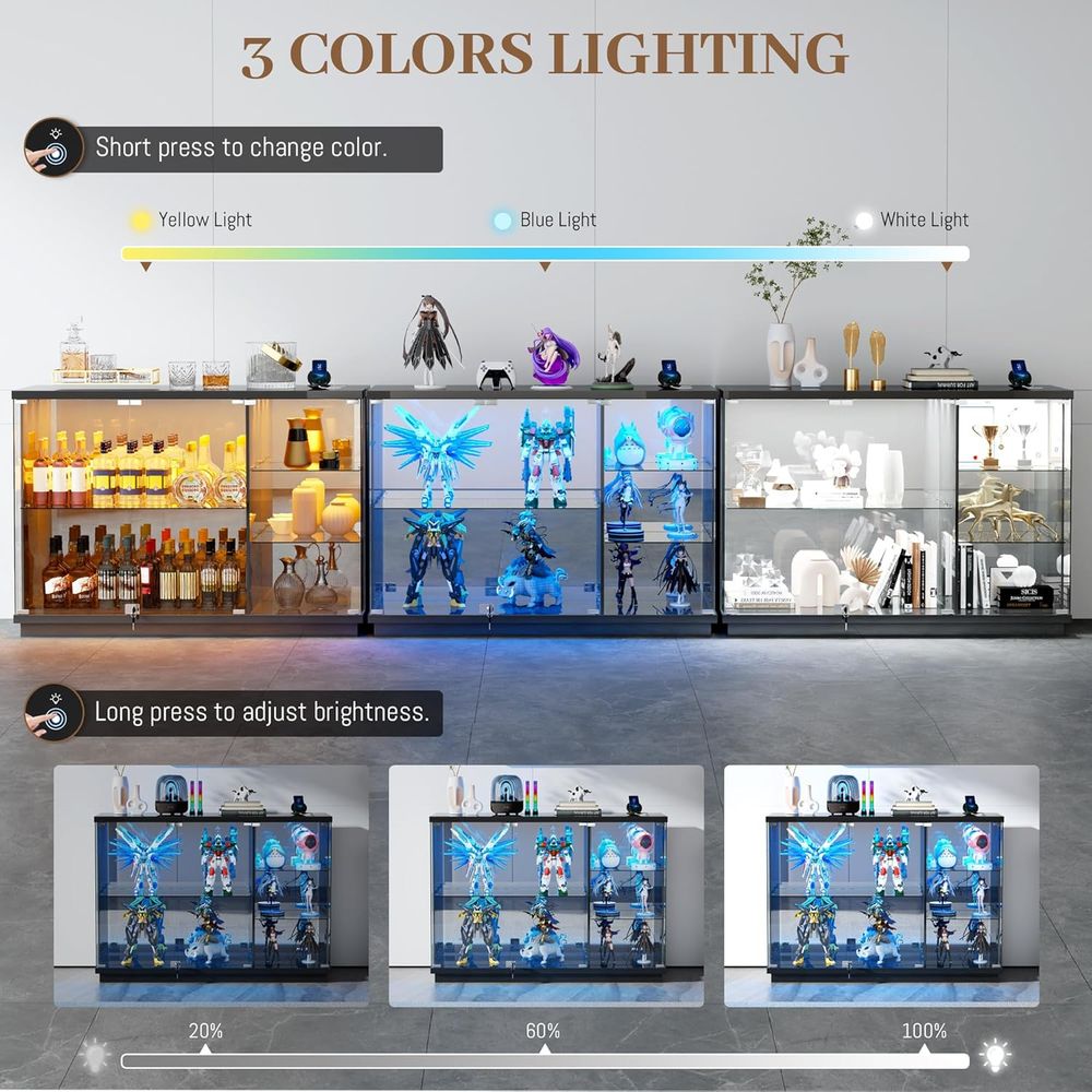Glass Display Cabinet with Loc - Motion Sensor Light incelemesi ve fiyatı