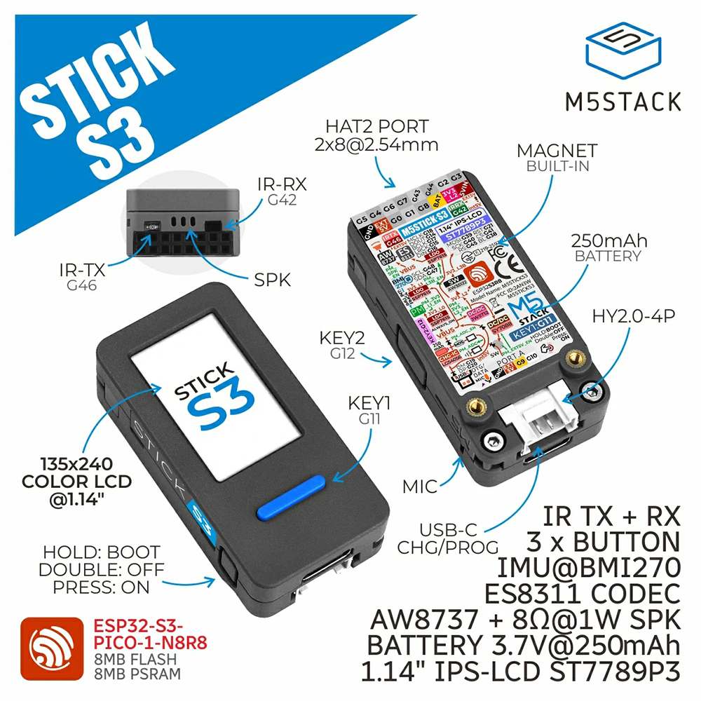 M5Stack M5StickS3 ESP32-S3 IoT - Smart Home Matter incelemesi ve fiyatı