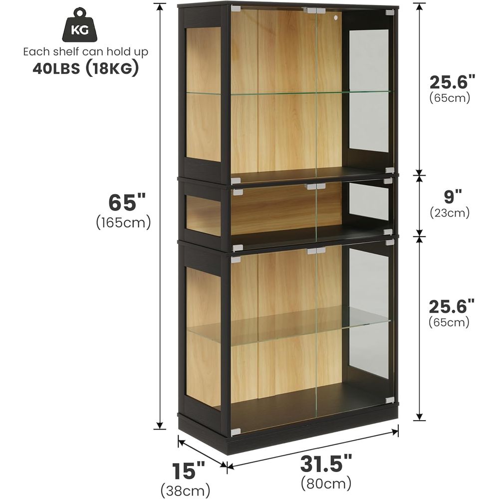 5-Shelf LED Lighted Glass Disp - Motion Sensor Light incelemesi ve fiyatı
